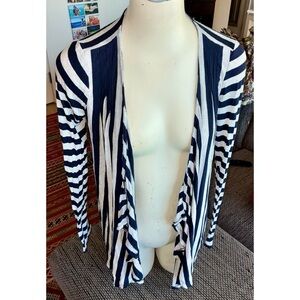 Ella Moss Long-slv Striped Open-front Cardigan, Sz S